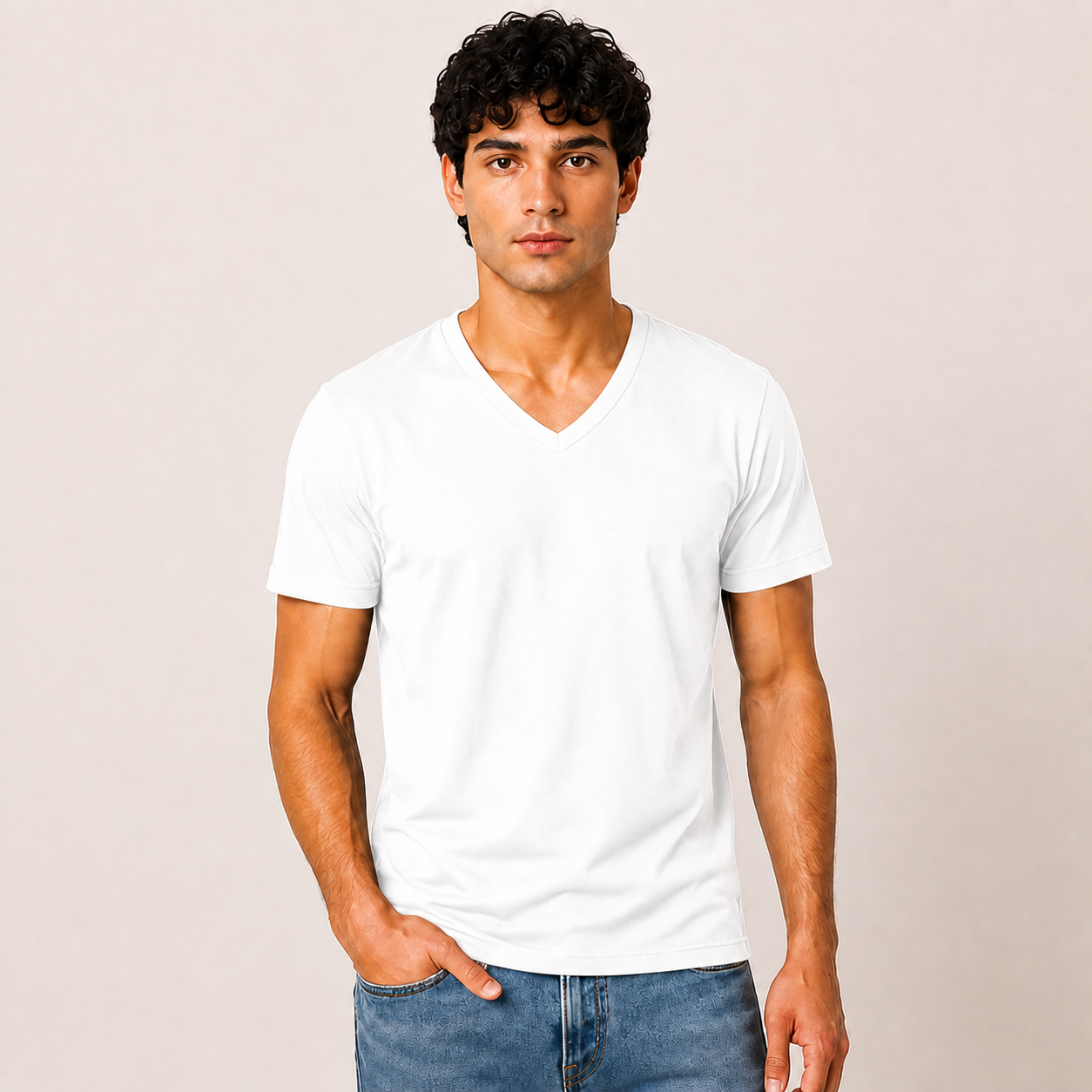 JOY Essential V-Neck Tee in Pure White