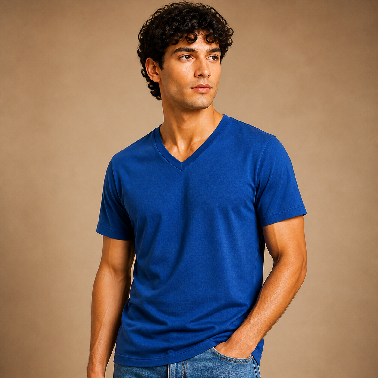 JOY Essential V-Neck Tee in Royal Blue
