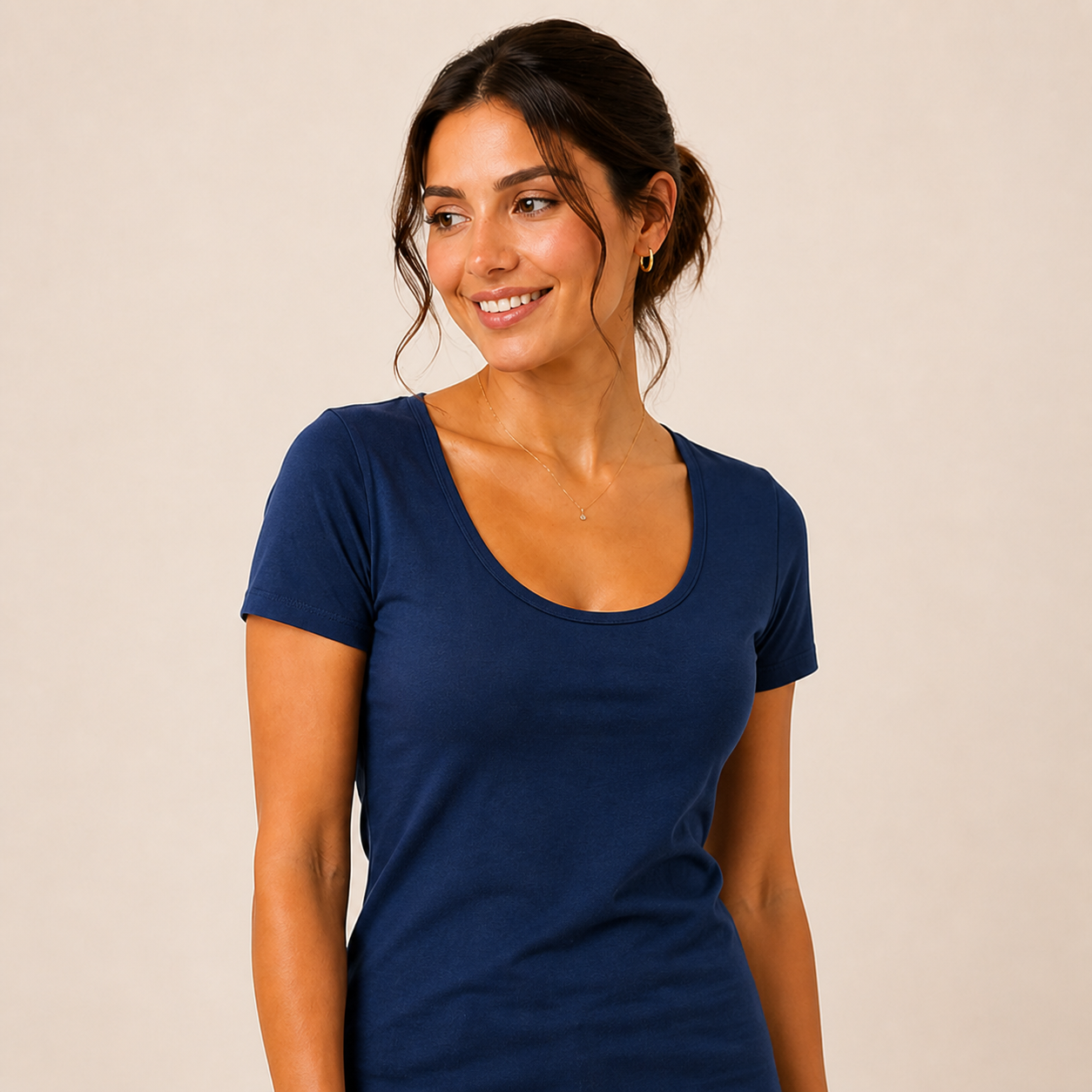 JOY Junior Wide Scoop Neck Tee in Royal Navy