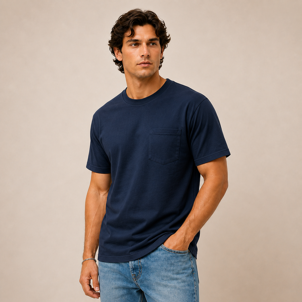 JOY Made in USA Midweight Pocket Crew in Midnight Navy