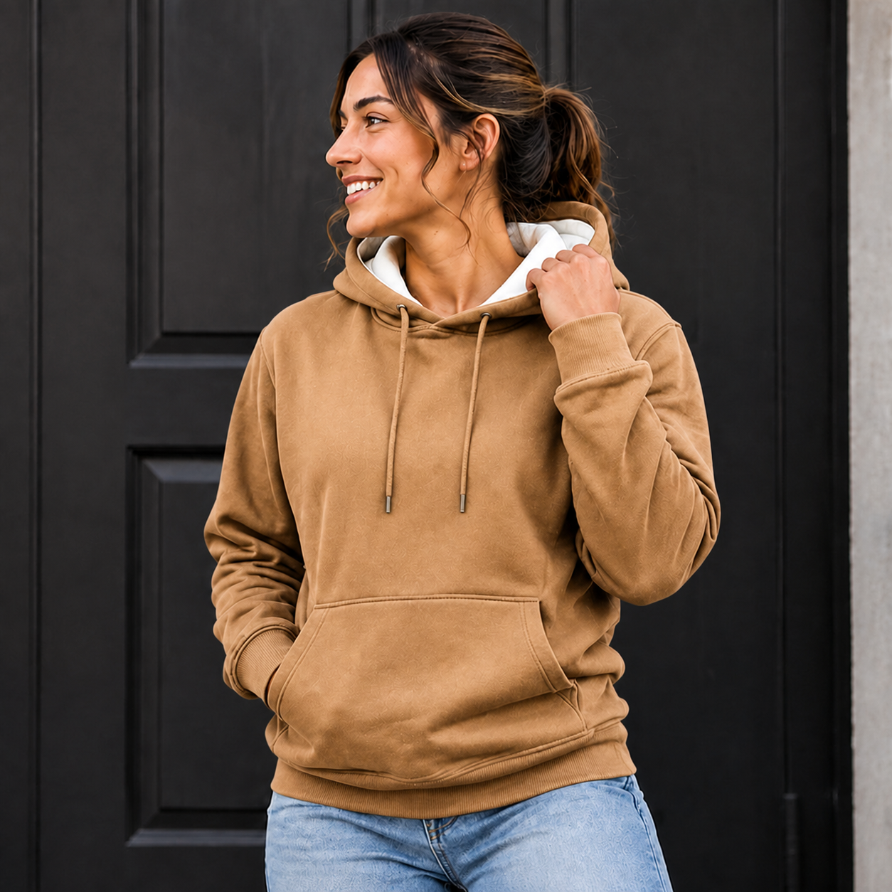 JOY Summit Thermal-Lined Heavyweight Hoodie in Camel / Bone